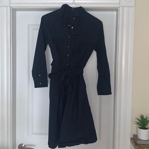 Navy J Crew Dress, tie-waist